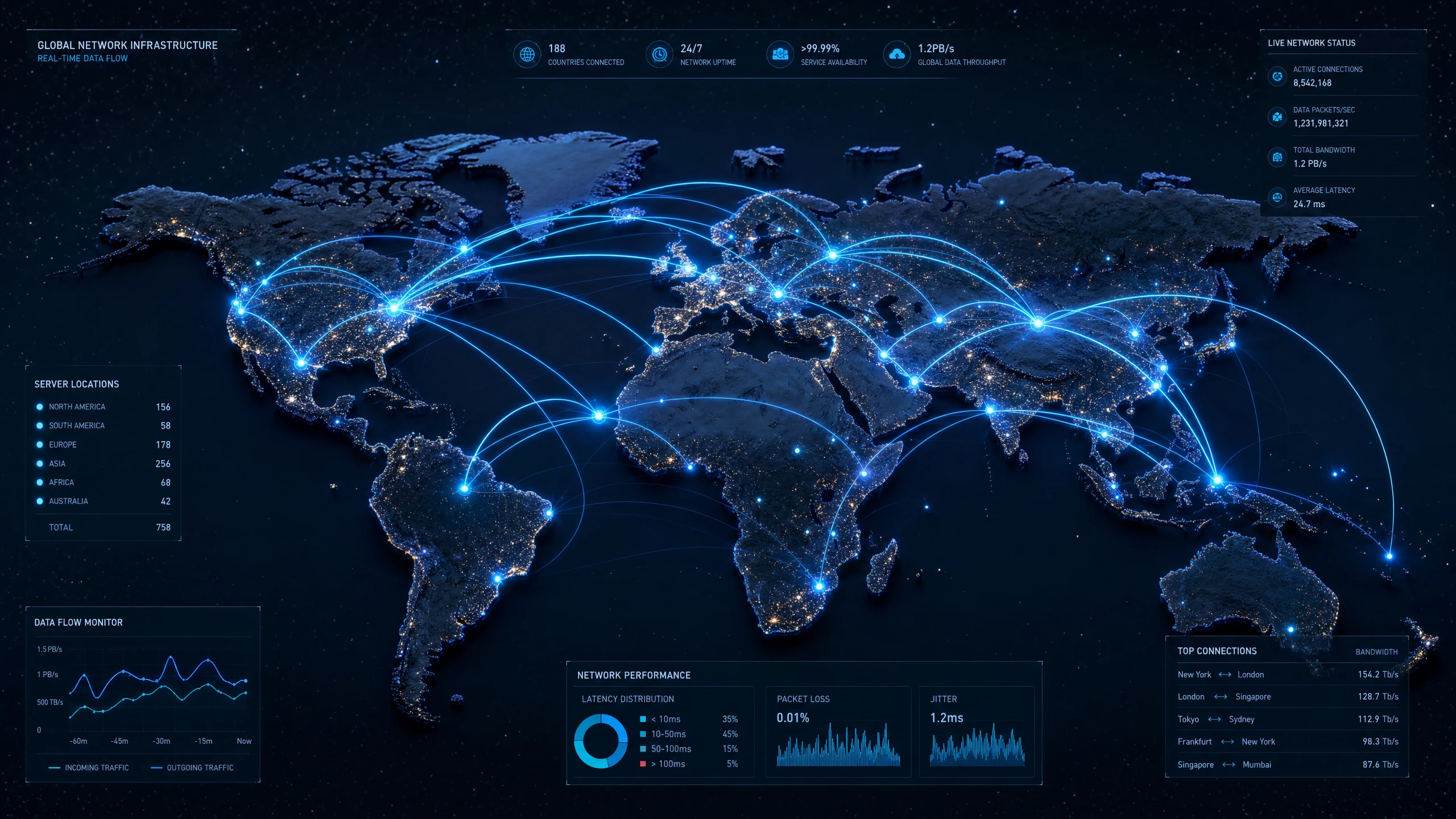 全球网络节点分布图